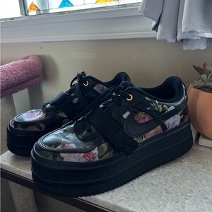 Floral Black Nike Air Force One Platform Sneakers